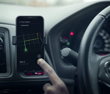 Gps navigation system on a phone in a self-driving car